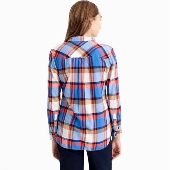 J. Crew Women's Red/Blue Pacey Plaid Classic-fit Boy button up Shirt Sz 0 - Picture 7 of 11
